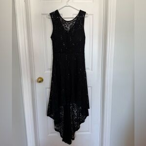 Suzy Shier Black Lace High-Low Dress